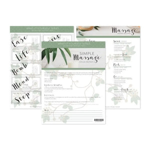 "Simple Massage Oils & Blends" Make-It-Yourself Recipes and Label Set