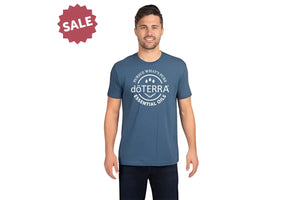 Unisex Doterra®: Pursue Whats Pure Short-Sleeve Shirt Heathered Cool Blue / Medium (M)