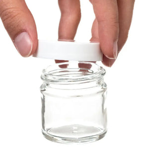 1 Oz. Clear Glass Salve Container With White Lid