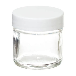 1 oz. Clear Glass Salve Container with White Lid