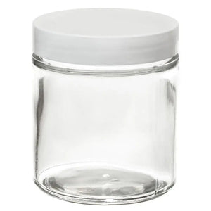 4 oz. Clear Glass Salve Jar with White Lid