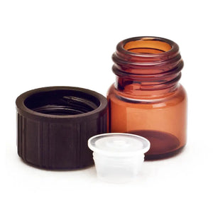 1/4 Dram Amber Glass Vials Orifice Reducers And Black Caps (Box Of 144)