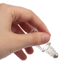 4 Ml Clear Square Glass Vials With Metal Roll-Ons And Matte Gold Caps (Pack Of 6)