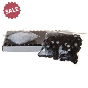 5/8 dram Amber Glass Vials, Orifice Reducers, and Black Caps (Box of 144)