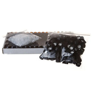 5/8 dram Amber Glass Vials, Orifice Reducers, and Black Caps (Box of 144)