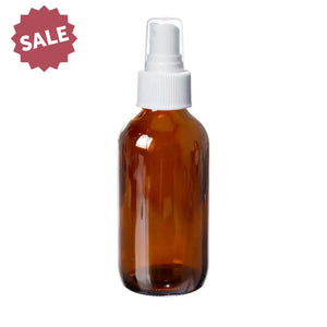 4 oz. Amber Glass Bottle with Misting Sprayer White Sprayer