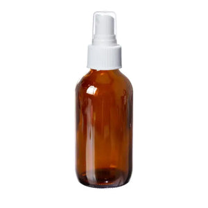 4 oz. Amber Glass Bottle with Misting Sprayer White Sprayer