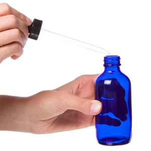 4 oz. Blue Glass Bottle with Dropper Cap