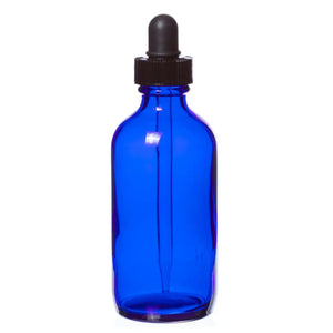 4 oz. Blue Glass Bottle with Dropper Cap