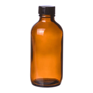 8 oz. Amber Glass Bottle with Black Cap