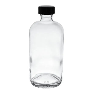 8 oz. Clear Glass Bottle with Black Cap