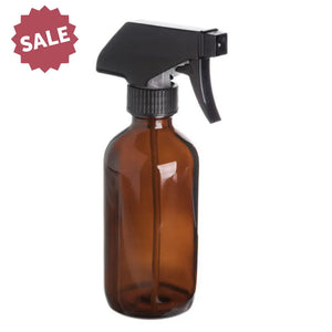 8 oz. Amber Glass Bottle with Black Trigger Sprayer