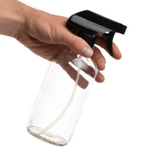16 Oz. Clear Glass Bottle With Black Trigger Sprayer