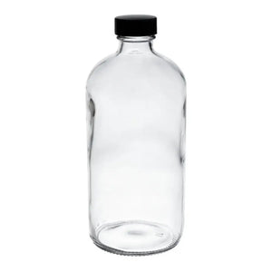 16 oz. Clear Glass Bottle with Black Cap