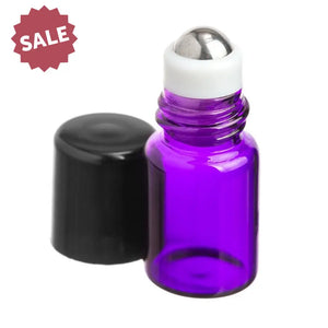 2 ml Purple Glass Vials with Metal Roll-ons and Black Caps (Pack of 12)