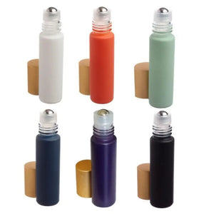 1/3 Oz. Complete Matte Collection Glass Bottles With Metal Roll-Ons And Gold Caps (Pack Of 6)