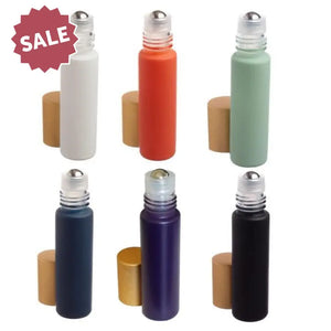 1/3 Oz. Complete Matte Collection Glass Bottles With Metal Roll-Ons And Gold Caps (Pack Of 6)