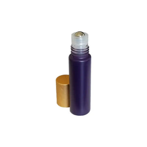 1/3 Oz. Matte Purple Glass Bottles With Metal Roll-Ons And Gold Caps (Pack Of 6)