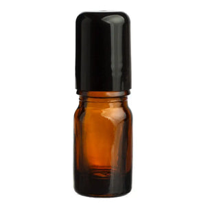 5 Ml Amber Glass Vials With Stainless Steel Roll-Ons And Black Caps (Pack Of 6)