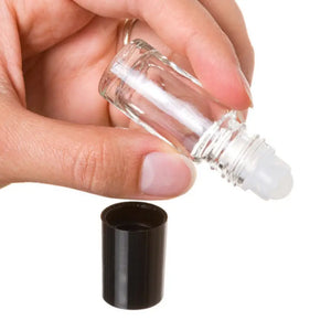 1/6 Oz. Clear Glass Roll-On Vials With Black Caps (Pack Of 6)