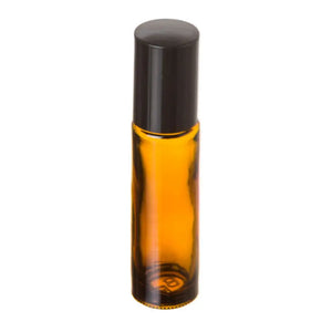 1/3 Oz. Amber Glass Roll-On Vials With Black Caps (Pack Of 6)