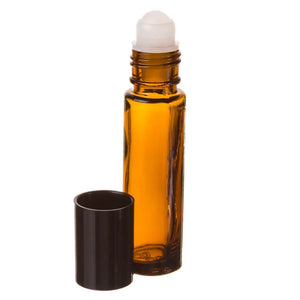 1/3 oz. Amber Glass Roll-on Vials with Black Caps (Pack of 6)