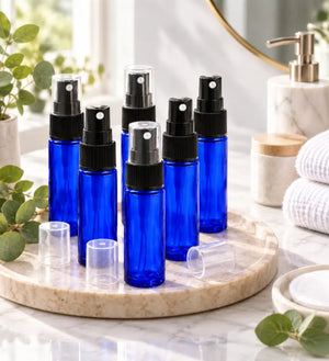 10 ml Blue Glass Vials with Misting Spray Tops (Pack of 6)