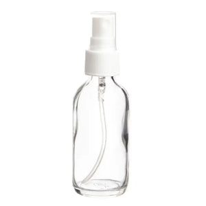 2 oz. Clear Glass Bottle with White Misting Sprayer