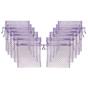 5’’ x 4’’ Organza Purple Polka Dot Gift Bags (Pack of 10)