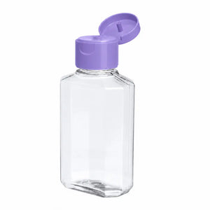 2 oz. Clear Octagon Plastic Bottle with Purple Flip-Top Cap