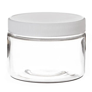 9242K - 12 oz. Clear PET Plastic Jar with White, Ribbed Lid