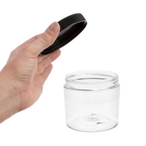 16 Oz. Clear Pet Plastic Jar With Black Lid