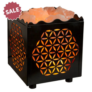 Himalayan Salt Lamp Basket Flower-Cut Cube