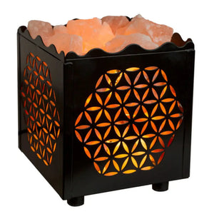 Himalayan Salt Lamp Basket Flower-Cut Cube