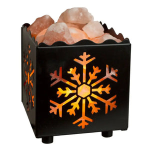Himalayan Salt Lamp Basket Snowflake-Cut Cube