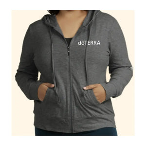 Women’s Embroidered doTERRA Logo Thin Zip-Up Hoodie Charcoal Gray / Small (S)