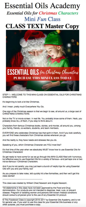 Essential Oils For Christmas Characters Oil Academy Digital Online Class