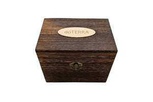 Dōterra Branded Dark Feathergrain Wood Essential Oils Box (Holds 6 Vials)