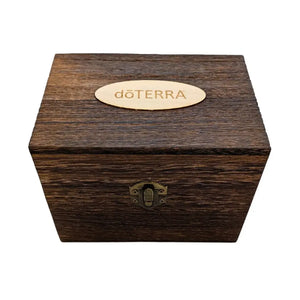 Dōterra Branded Dark Feathergrain Wood Essential Oils Box (Holds 6 Vials)