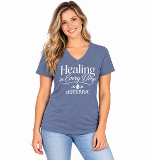 Unisex ’Healing in Every Drop doTERRA®’ Logo Short-Sleeve V- Neck T-Shirt