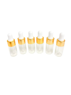 3 ml Clear Glass Vials with White Dropper Caps (Pack of 6)