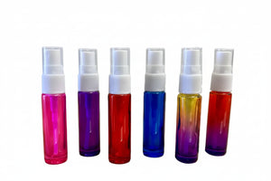 10 ml Rainbow-colored Glass Vials with White Misting Spray Tops (Pack of 6)