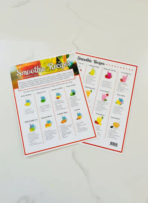Smoothie Recipes using Essential Oils Chart (8-1/2’’ x 11’’)