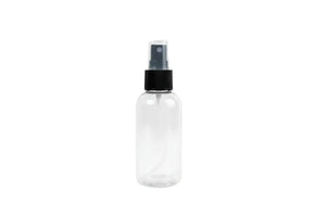 4 oz. Clear PET Boston Round Plastic Bottle (24-400 Neck Size) with Misting Sprayer Black Sprayer