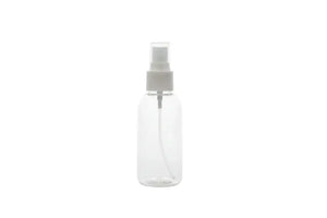 4 oz. Clear PET Boston Round Plastic Bottle (24-400 Neck Size) with Misting Sprayer White Sprayer