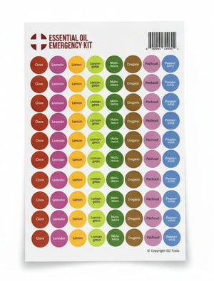 ’Essential Oil Emergency Kit’ Lid Stickers (Sheet of 88)