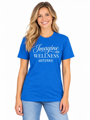 Unisex ’Imagine WELLNESS doTERRA®’ Logo Short-Sleeve T-Shirt - Heather Cool Blue / Small (S)
