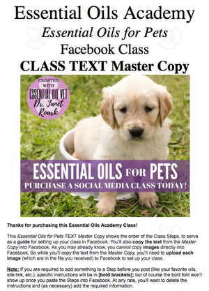 Essential Oils For Pets Oil Academy Digital Online Class