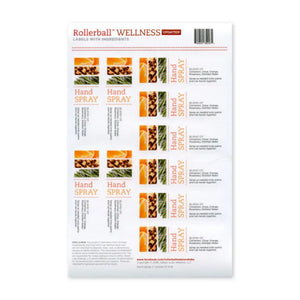 Rollerball Wellness Waterproof Labels (Sheet Of 10 Or 12) Hand Spray Blend