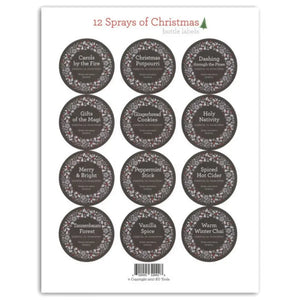 "Assorted 12 Sprays of Christmas" Labels (Sheet of 12)